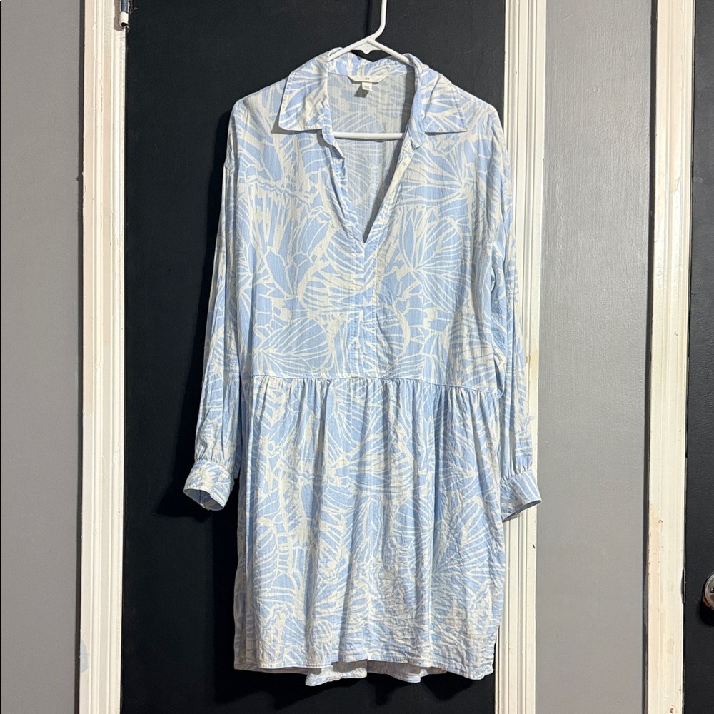 H&M Semi Sheer Print Long Sleeve Oversized Babydoll Dress Size: S - Picture 1 of 5